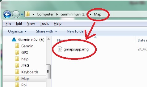 Nuvi folder with gmapsupp.img file